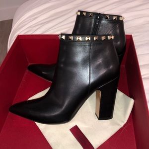 Valentino Leather Stud Black Booties 39.5